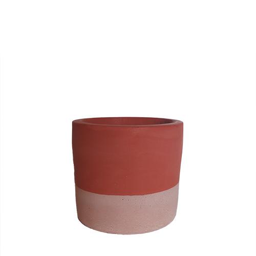 Handgemaakt potje in beton - Terracotta/lichtroze - Groot - Lollipop Rebels